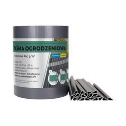 Taśma ogrodzeniowa antracyt 19cm x 35m + 20 klipsów zestaw